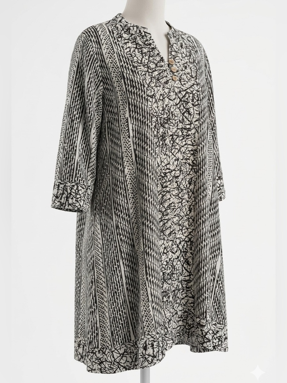 Soft Surroundings "Raven" Dress Ecru Black Patterned Tunic Plus Size 2X 22W New